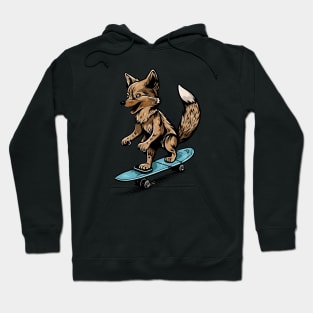 Cool Wolf Doing Sport and Skating With Skateboard Hoodie